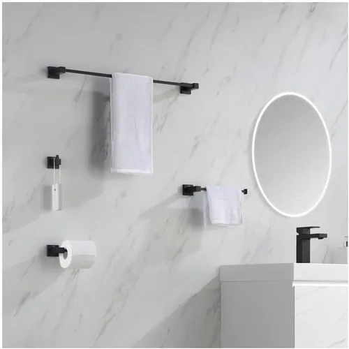 Miniatura 4 de KIBI Cube - Juego de accesorios de baño de 5 piezas, incluye toallero de 24 pulgadas, anillo para toallas, soporte para papel higiénico y ganchos