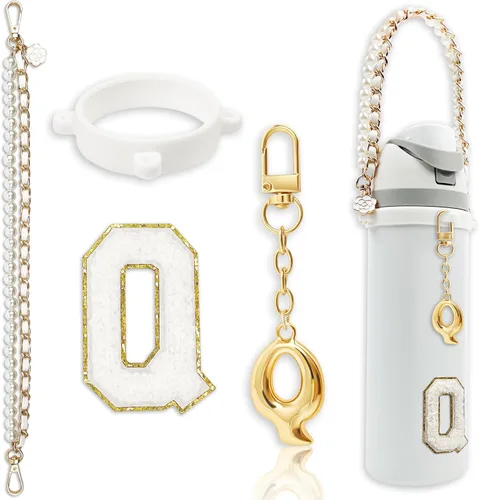 Miniatura 39 de Letter Handle Strap Accessories with Cute Initial Charm Compatible with Owala Water Bottle 24oz 32oz 40oz Owala Kids Púrpura