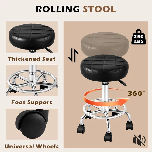 Miniatura 8 de Silla de tatuaje para cliente, cama facial, esteticista masaje mesa de tatuaje con taburete rodante, sillas de pestañas ajustables profesionales