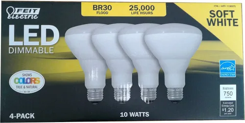 Miniatura 2 de Feit - Bombillas LED regulables BR30 de 65 vatios, 10 vatios usados, paquete de 4