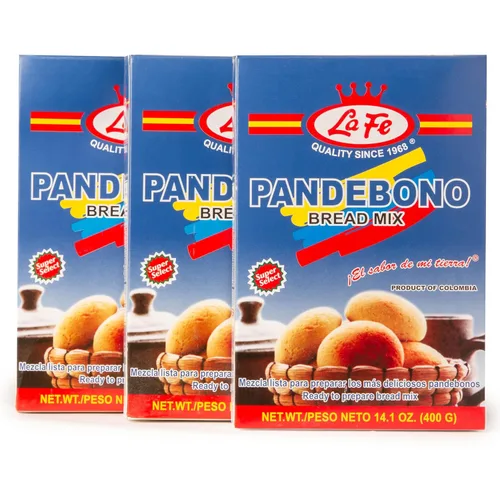 La Fe Pan de Bono - Mezcla de pan de 14 onzas – Paquete de 3 – Mezcla de pan de queso colombiano de harina de yuca y harina de maíz – Mezcla de maíz