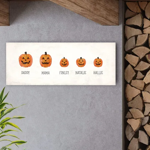 Miniatura 2 de Personal-Prints Familia Jack-O-Lantern – Regalo único personalizado de Halloween u otoño para Acción de Gracias o decoración y inauguración