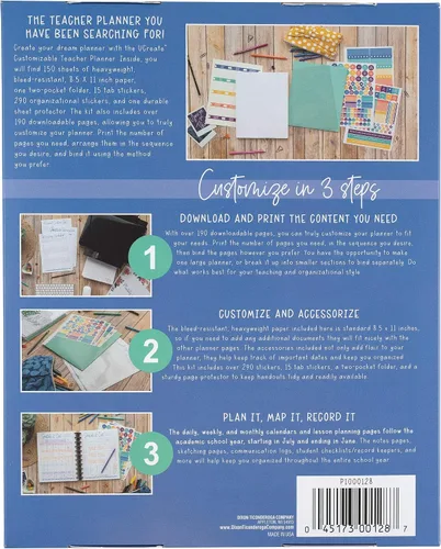 Miniatura 2 de UCreate Kit de planificador personalizable para profesores, 8.5 x 11 pulgadas, 157 piezas (P1000128)