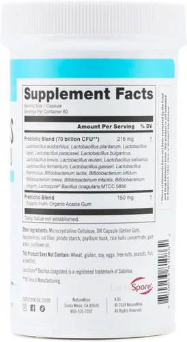 Miniatura 12 de NatureWise Probióticos 70 mil millones de UFC, 17 cepas + prebióticos orgánicos, apoyo para la salud inmunológica, digestiva e intestinal