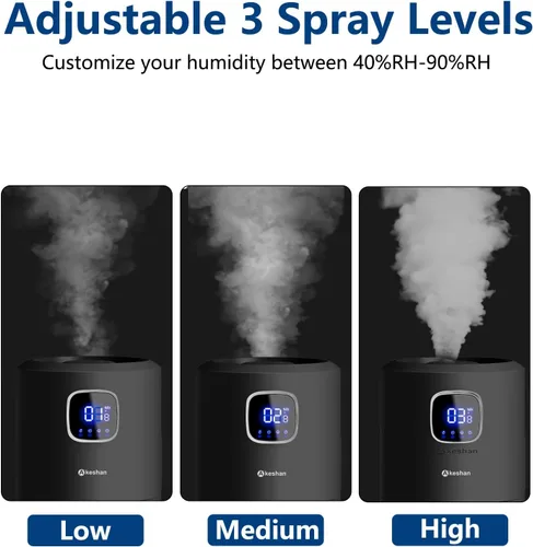 Miniatura 6 de Akeshan Humidificadores Grandes para Dormitorio, 9L/2.5Gal Ultrasónico de Niebla Fría, Relleno Superior Fácil de Limpiar con Velocidad de Niebla
