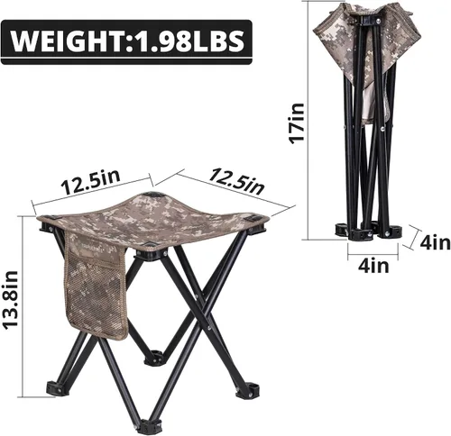Miniatura 2 de TRIPLE TREE Paquete de 2 taburetes de campamento, 13.8 pulgadas, de camuflaje, portátil, plegable, para caminar al aire libre, senderismo, pesca