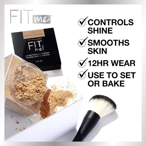 Miniatura 3 de Maybelline Fit Me - Polvo fijador suelto, polvo facial de maquillaje y polvo de acabado, Claro, 1 unidad