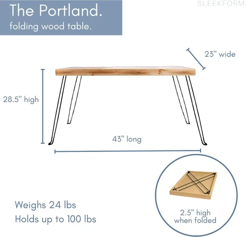 Miniatura 2 de Sleekform Mesa plegable de madera – Escritorio plegable portátil – Escritorios plegables fáciles de montar para espacios pequeños – Mesas