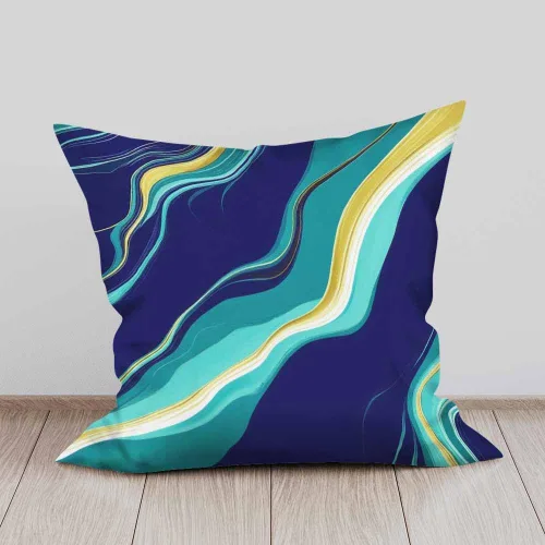 Miniatura 6 de Juego de 2 fundas de cojín con diseño elegante de textura de mármol azul oscuro y dorado, para sofá, silla, dormitorio, decoración moderna, 18 x 18