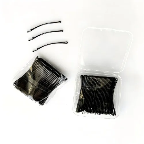 100 pinzas de pelo negras curvadas de 2.2 pulgadas, súper agarre con caja, pasadores curvados reutilizables negros para grueso