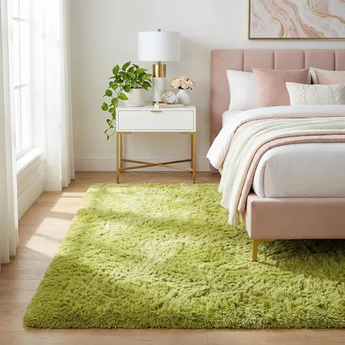 Miniatura 48 de Merelax Alfombra Moderna Suave y Esponjosa Shaggy para Dormitorio Sala de Estar Decoración de Sillas Pequeñas Alfombras Tapetes para Pies Piso, Verde