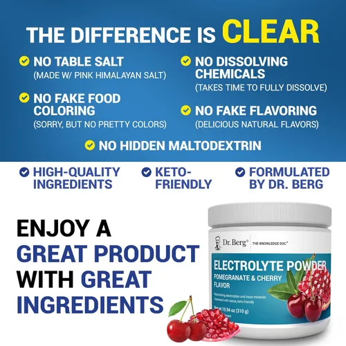 Miniatura 5 de Dr. Berg Zero Sugar Hydration Keto Electrolyte Powder - Mejorado con 1000 mg de potasio y sal rosa real del Himalaya (no sal de mesa) - Suplemento