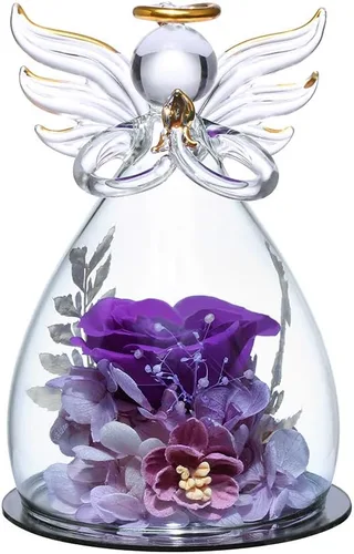 Miniatura 10 de ANLUNOB - Flores preservadas, regalos de cumpleaños y Navidad para mujeres, ángeles con bonitas rosas azules para regalos de boda y Acción de Gracias