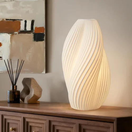 RONDURE Lámpara de mesa moderna de cerámica de 11.9 pulgadas, lámpara de noche totalmente regulable para dormitorio, sala de estar, mesita de noche,