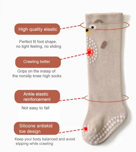 Miniatura 2 de Calcetines altos hasta la rodilla para niños pequeños, para niña y niño, antideslizantes con agarres, calcetines antideslizantes, calcetines