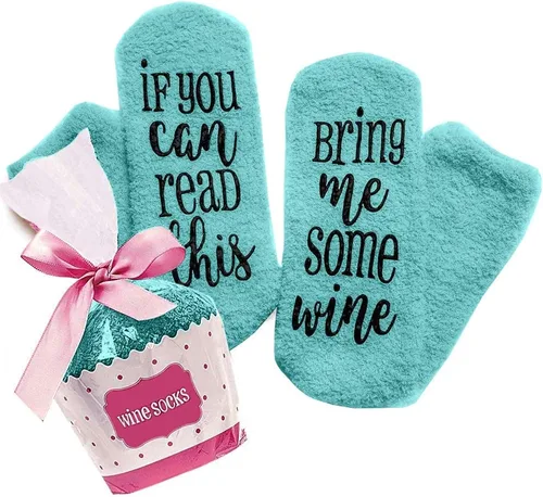 Miniatura 47 de CHANGGER Calcetines unisex con texto en inglés "If You Can Read This Bring Me Some Fuzzy Funny Saying Crew Socks Christmas Unisex Gift