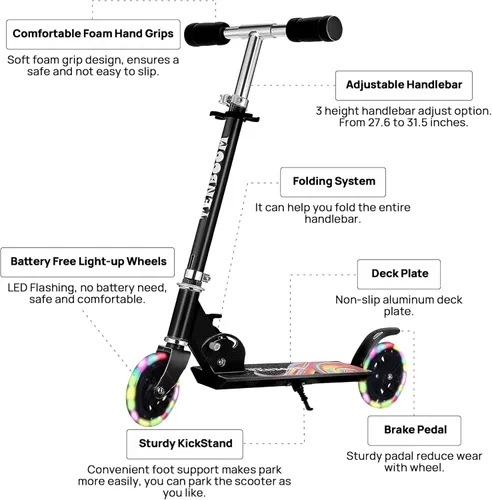 Miniatura 7 de Juguetes de patinete para niños de 6 a 12/3 a 5 años, regalos de Navidad y cumpleaños para niñas y niños, patinete fácil de plegar para niños