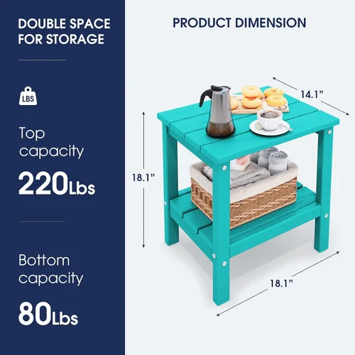 Miniatura 3 de KINGYES Mesa auxiliar doble, mesa auxiliar Adirondack- Aruba