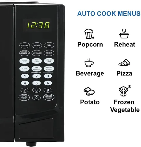 Miniatura 6 de Emerson MW9255B Horno microondas para encimera, 6 ajustes preprogramados, plato giratorio de vidrio extraíble y bloqueo de seguridad para niños, 0.9