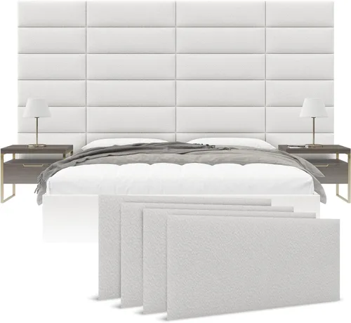 Miniatura 16 de Cabeceras tapizadas Vänt - Paneles de pared para montar en la pared tamaño Queen/Full - Champán neutro metálico - Juego de 4 paneles