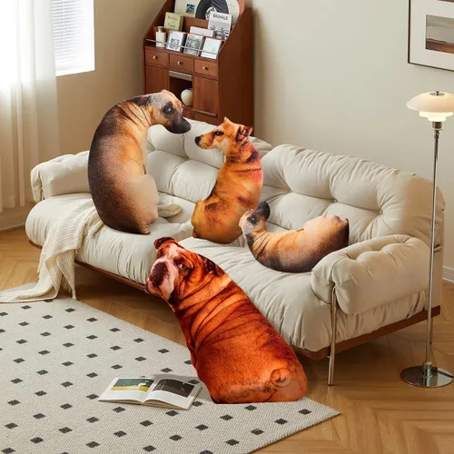 Miniatura 2 de Almohada para perro, almohada realista de Shiba Inu en 3D, divertido cojín de felpa con forma de perro, cojín de silla de animal novedoso