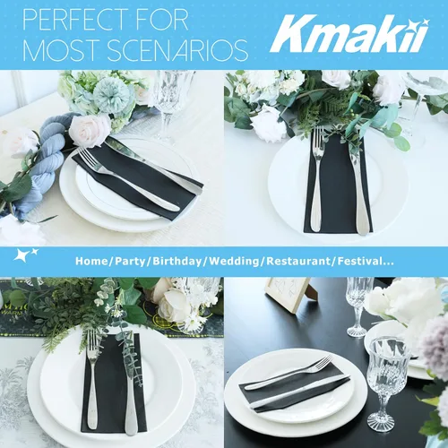 Miniatura 5 de KMAKII Servilletas desechables negras para cena, servilletas de tela como servilletas de papel de lino, toallas de mano de papel para baño, bodas