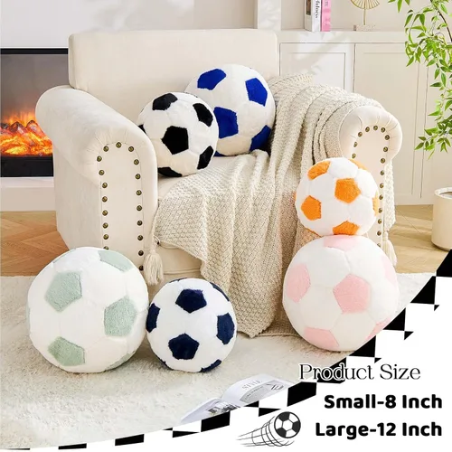 Miniatura 2 de XVTRU Almohada de fútbol de la Copa del Mundo, almohada estética para decoración del hogar, almohadas de felpa redonda para pelota de fútbol