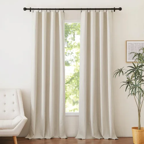 Miniatura 69 de NICETOWN Cortinas 100% opacas de 63 pulgadas de largo, 2 paneles de cortinas cortas con aislamiento térmico con forro para dormitorio, cortinas