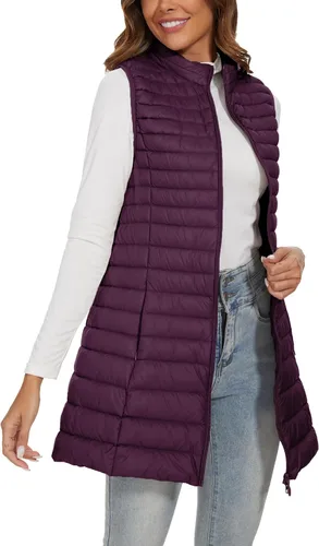 Miniatura 3 de Chaleco largo acolchado para mujer, chaleco de plumón ligero de invierno, chaleco negro para mujer, ropa de exterior, chaqueta sin mangas
