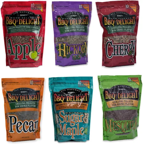 Miniatura 5 de BBQr's Delight Pellets de Madera para Ahumar - Paquete de Variedad Súper Ahumador Valor - Bolsa de 1 Lb. - Manzana, Hickory, Mezquite, Cereza