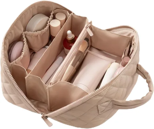 Miniatura 11 de Bolsa de maquillaje de viaje, bolsa de maquillaje acolchada para mujer, organizador de cosméticos impermeable, organizador de maquillaje, bolsa