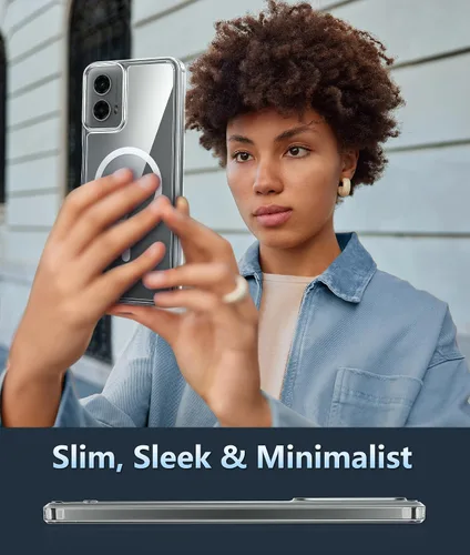Miniatura 7 de FNTCASE Funda para Motorola Moto G-5G-2024: Funda transparente magnética de protección contra caídas de alto grado, funda antiamarillamiento