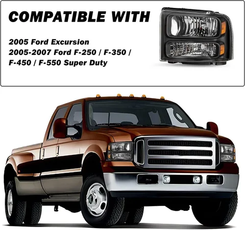 Miniatura 5 de SOCKIR - Juego de faros compatibles con Ford F250 F350 F450 F550 Super Duty 2005-2007 / 2005 Ford Excursion lado del conductor y del pasajero