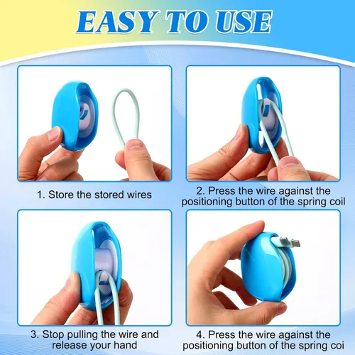 Miniatura 6 de 3 piezas de carrete de cable automático, carretes de cable retráctiles, estuche enrollador de rollo pequeño para cables USB, cable de auriculares