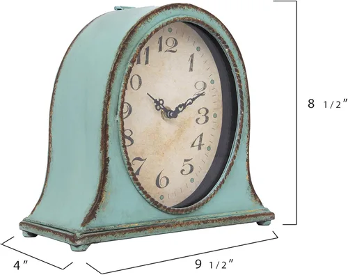 Miniatura 6 de Creative Co-Op Reloj de repisa de metal con acabado aguamarina