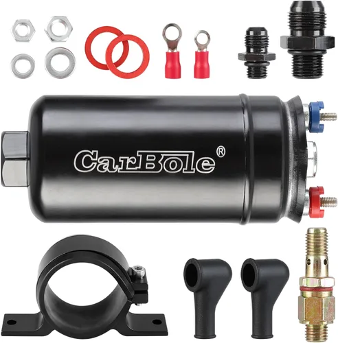 Miniatura 8 de CarBole Bomba de combustible universal eléctrica externa en línea, 12V 300LPH de alto flujo, con abrazadera de montaje