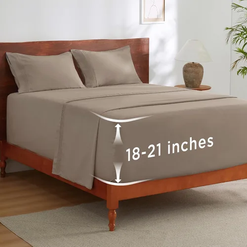 Miniatura 12 de Bedsure Juego de Sábanas King de Bolsillo Profundo - Se Adapta a Colchones de Hasta 21 Pulgadas de Grosor - 4 Piezas Sábanas de Cama GentleSoft