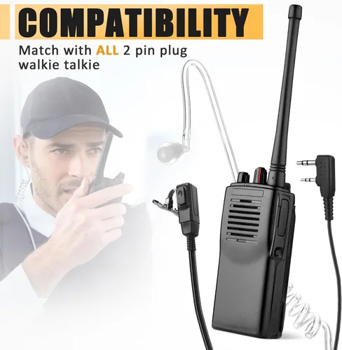Miniatura 4 de Weewooday Paquete de 20 auriculares Walkie Talkies con micrófono de radio de 2 pines, auriculares de tubo acústico compatibles con Baofeng UV-5R