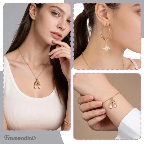 Miniatura 6 de Framendino, Esmalte Ballet Girl Charm Ballet Shoes Colgante Ballet Girl Colgante Ballet Girl Colgante para collar, aretes, pulsera, joyería artesanal