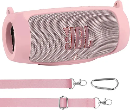 Miniatura 12 de co2CREA Funda de silicona para altavoz Bluetooth impermeable JBL Charge 5, funda de viaje de silicona portátil con mosquetón, funda protectora