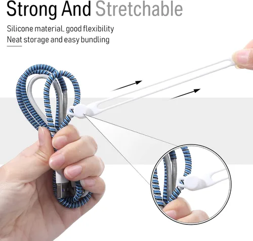 Miniatura 5 de Nuanchu 40 bridas de silicona reutilizables, correas ajustables, organizador de cables de carga multiusos para sujetar cables de carga