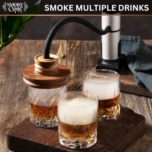 Miniatura 2 de Kit de ahumado de whisky de acacia Smoky Crafts con pistola ahumadora y astillas de madera (manzana y cereza) - Kit de ahumado de bebidas - Juego