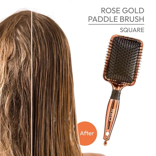 Miniatura 4 de Red by Kiss Cepillo de paleta cromado de oro rosa, cerdas resistentes al calor para desenredar y secar por soplado para hombres y mujeres (cuadrado)