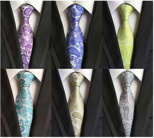 Miniatura 119 de WeiShang Lote de 6 corbatas clásicas de seda para hombre, corbatas tejidas jacquard
