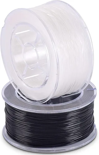 Miniatura 14 de KONMAY 1 rollo de cuerdas elásticas redondas de 0.024 in con estuche organizador, cordón elástico de cristal negro de 109 yardas para hacer pulseras