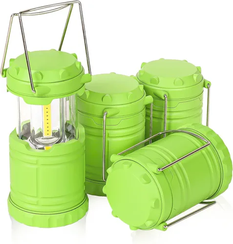 Miniatura 10 de Paquete de 2 mini linternas LED verdes para acampar, luces portátiles para acampar, lámparas con mango al aire libre, luces de emergencia esenciales