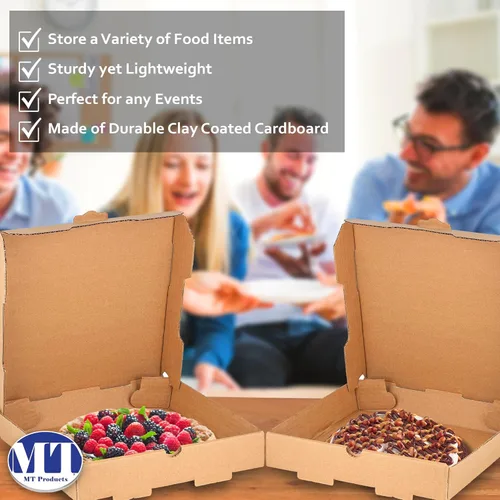 Miniatura 4 de MT Products Kraft - Caja de pizza de 10 x 10 x 1.75 pulgadas, cajas pequeñas de cartón corrugado B para pizza (paquete de 10) – Fabricado