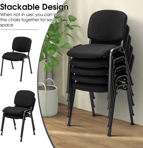 Miniatura 6 de COSTWAY Juego de 8 sillas de sala de espera, sillas de conferencias apilables con asiento y respaldo tapizados, sillas ergonómicas de recepción