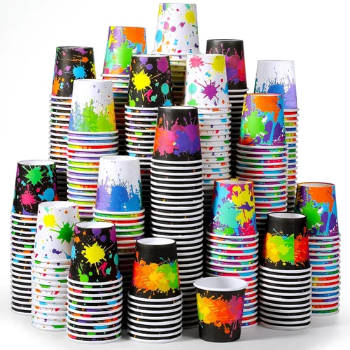 Tiamon Paquete de 500 vasos de papel de 2 onzas, mini enjuague bucal desechables para baño, tazas de café expreso para hogar, oficina, viajes,