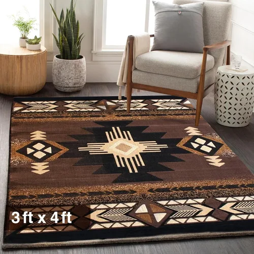 Miniatura 30 de YHSF South West - alfombra estilo nativo americano del suroeste C318 - fácil de limpiar, gruesa, suave, duradera, alfombra inspirada en tribus